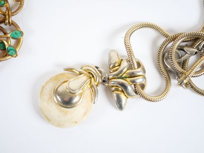 Set of eight fancy necklaces in silver and...