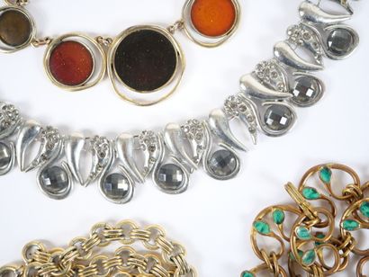 Set of eight fancy necklaces in silver and...