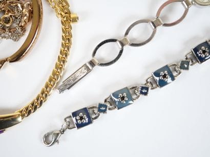 Set of costume jewelry including bracelets,...