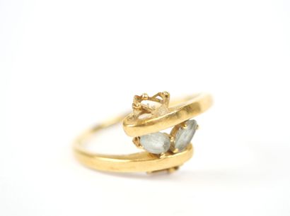 18K yellow gold freeform ring set with two...