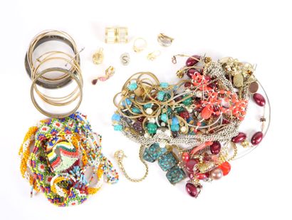 Important set of costume jewelry including:...