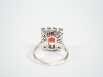 18K white gold and platinum ring centered...