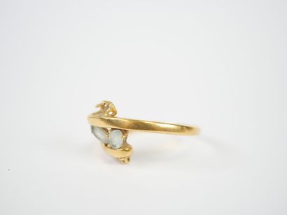 18K yellow gold freeform ring set with two...