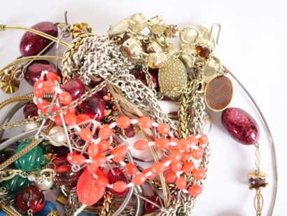 Important set of costume jewelry including:...