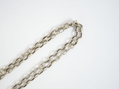 Probable two-row forçat chain in silver adorned...