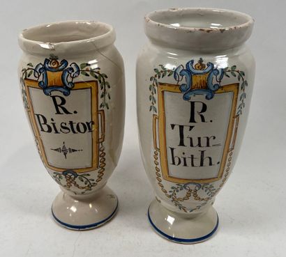 ESPAGNE, BARCELONE, XIXe.
Lot de deux pots...