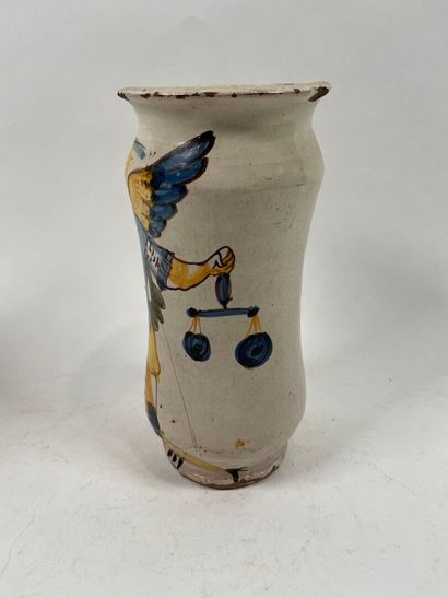ESPAGNE, XVIIIe.
Albarello en faïence polychrome...