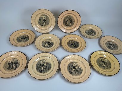 SARREGUEMINES.
Series of eleven fine earthenware...
