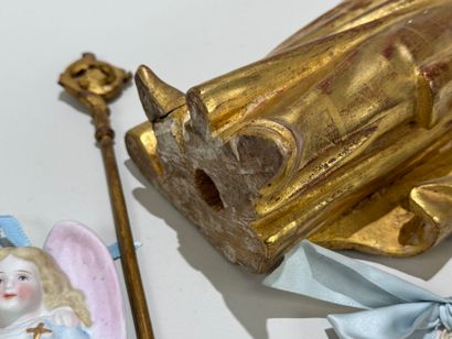 Carved and gilded wood and stucco subject...