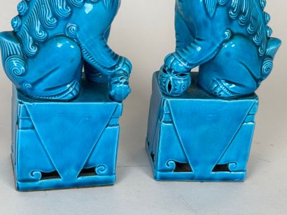 ASIA, 20th century.
Pair of noh dogs in blue...