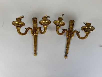 Paire d'appliques en bronze doré et ciselé...