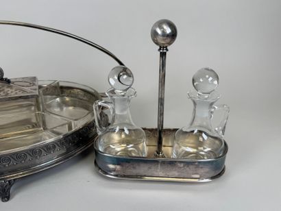 Silver-plated metal and glass set including...