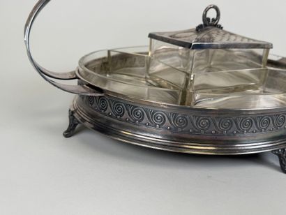 Silver-plated metal and glass set including...