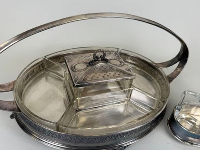 Silver-plated metal and glass set including...