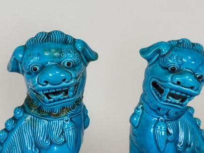 ASIA, 20th century.
Pair of noh dogs in blue...