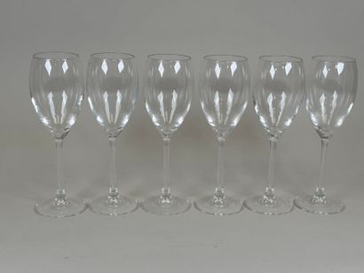 Set of 6 crystal glasses.
H. 21.5 cm.