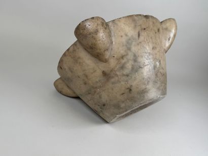 Large marble mortar with four ears, one of...