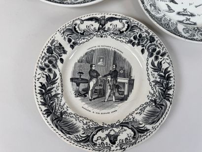 CREIL et MONTEREAU.
Série de quatre assiettes...