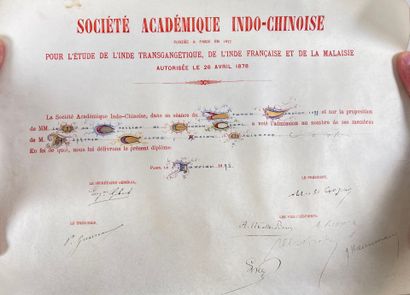 [Indochine] Diploma of admission to the Indo-Chinese...