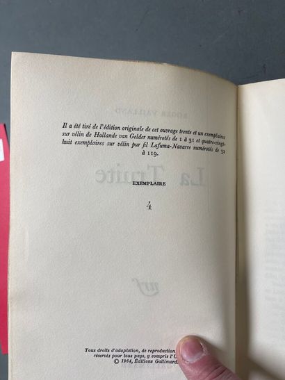Roger Vailland, La Truite. 
Paris, NRF Gallimard,...