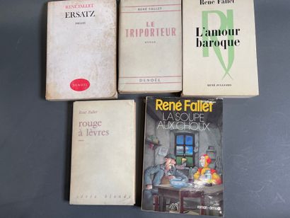 [Envoi] René Fallet, 5 volumes with dispatch....