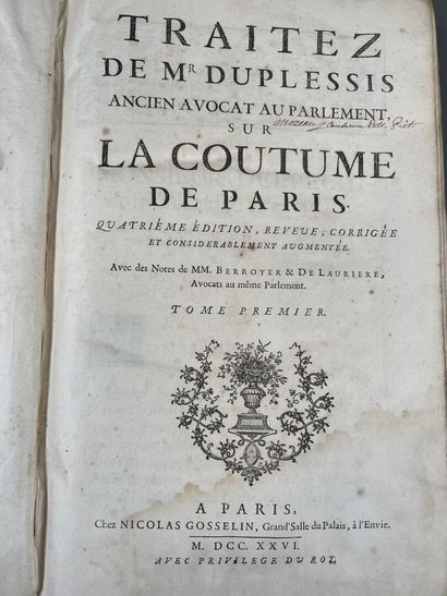 [Droit] Duplessis, Traitez de Mr Duplessis...