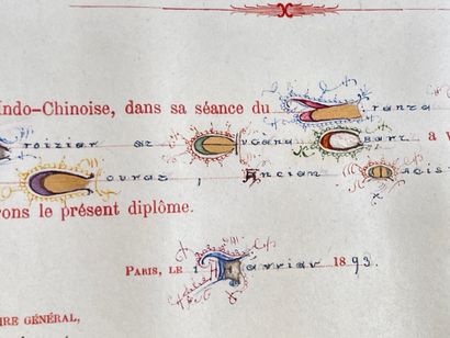 [Indochine] Diploma of admission to the Indo-Chinese...