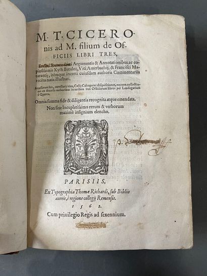 [XVIe] M.T. Ciceronis ad M.filium de Officiis...