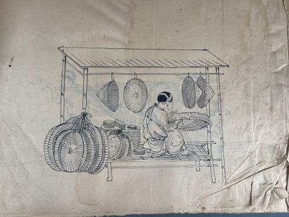 [Japan] Set of Japanese engravings and drawings...