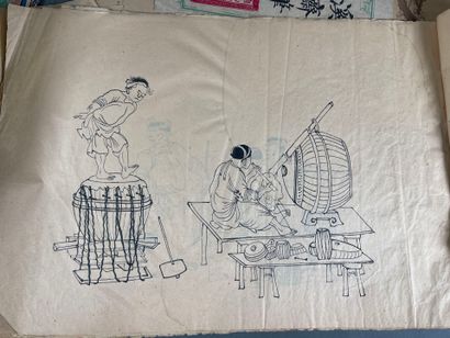 [Japan] Set of Japanese engravings and drawings...