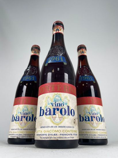 BAROLO.
Giacomo Conterno.
1961. 3 bt. (H...