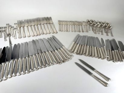 Important silver-plated menagère set, net...