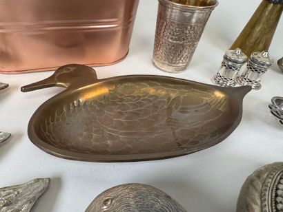 A large copper, brass and silver-plated lot...