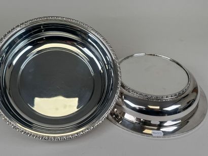 Circular silver-plated covered vegetable...