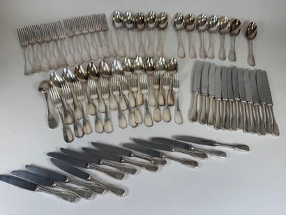 ERCUIS.
Important set of silver-plated flatware...
