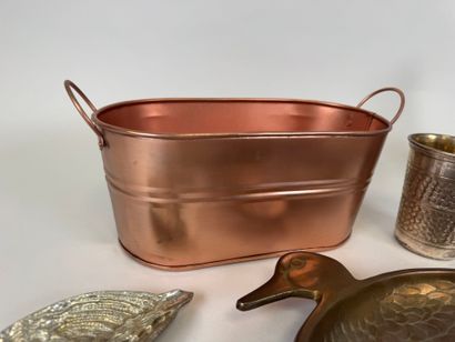 A large copper, brass and silver-plated lot...