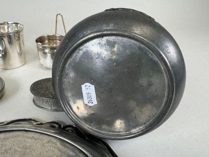 Pewter and silver-plated lot including vase,...