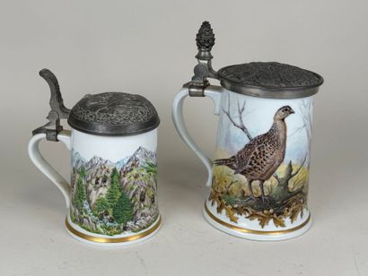 FRANKLIN PORCELAIN.
Two large polychrome...