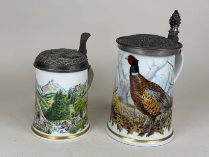 FRANKLIN PORCELAIN.
Two large polychrome...