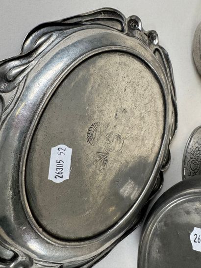Pewter and silver-plated lot including vase,...