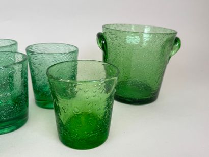 BIOT.
Part of a colored and bubbled glass...