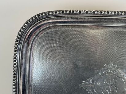 Large rectangular silver-plated tray decorated...