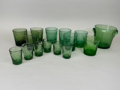 BIOT.
Part of a colored and bubbled glass...