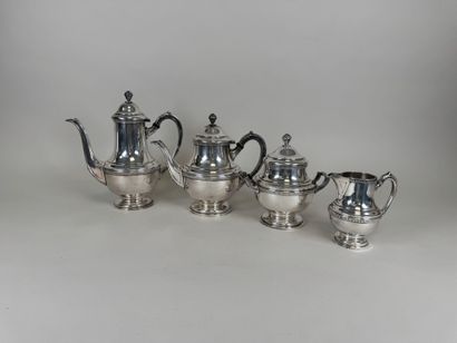 Silver-plated coffee and tea set with pearl...