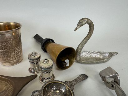A large copper, brass and silver-plated lot...