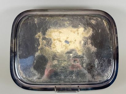 Large rectangular silver-plated tray decorated...