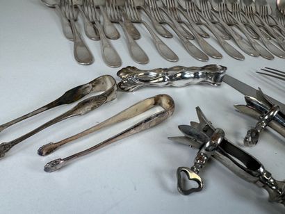 Silver-plated metal service set, foliate...