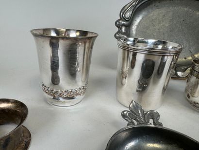 Pewter and silver-plated lot including vase,...