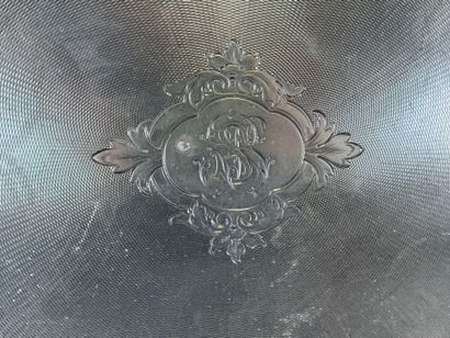 Large rectangular silver-plated tray decorated...
