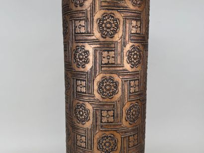 Embossed metal umbrella stand decorated with...